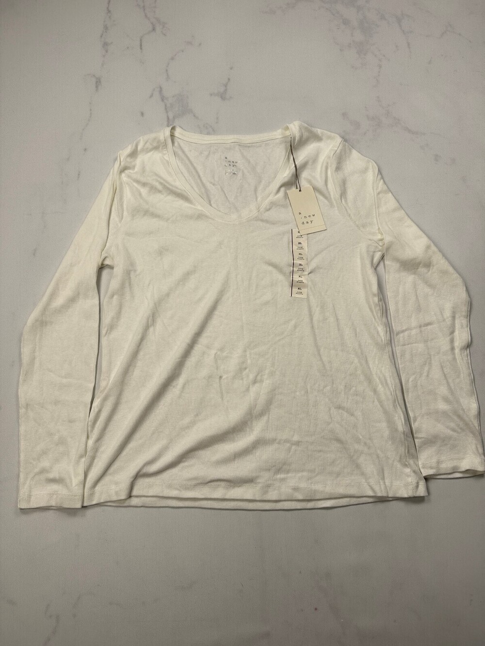 A New Day White Blouse 2010s Minimalist Adjustable - Womens XL
